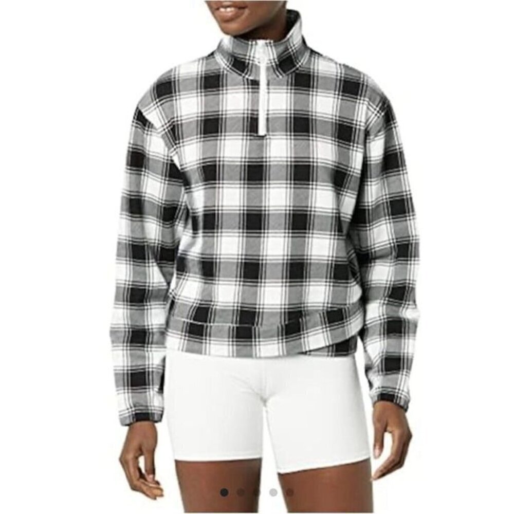 EleVen by Venus Williams Women's One More Time Pullover, B/w Plaid Size XS $138